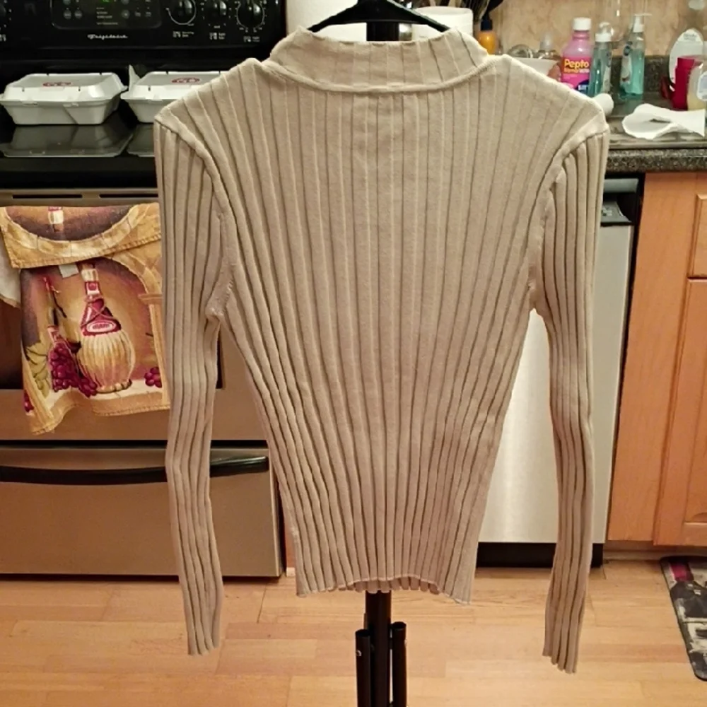 CAbi Beige Ribbed Crew Neck Sweater - Picture 5 of 6